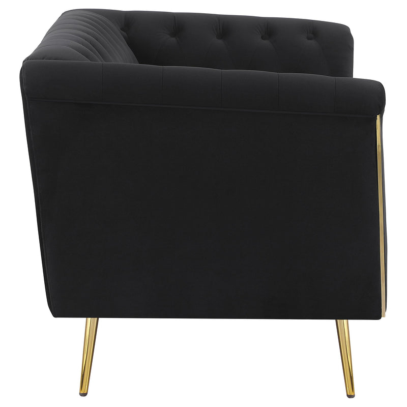 Holly Upholstered Tuxedo Arm Tufted Loveseat