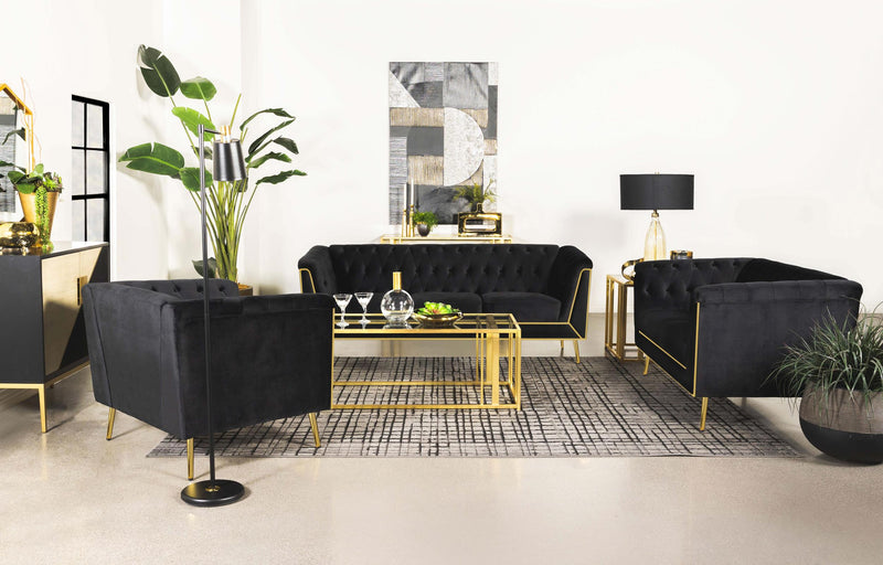 Holly Upholstered Tuxedo Arm Tufted Loveseat