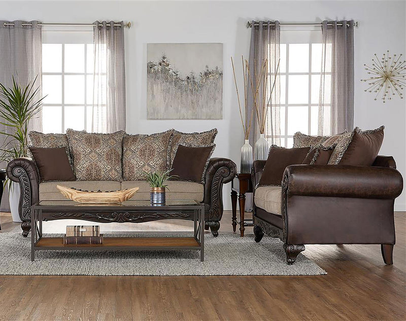 Elmbrook 2-piece Upholstered Rolled Arm Sofa Set