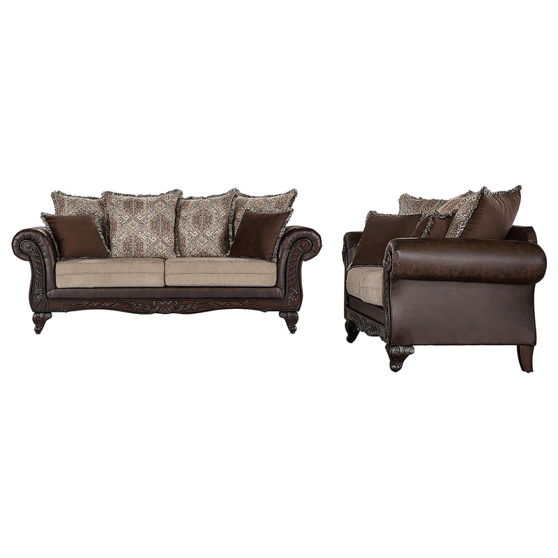 Elmbrook 2-piece Upholstered Rolled Arm Sofa Set