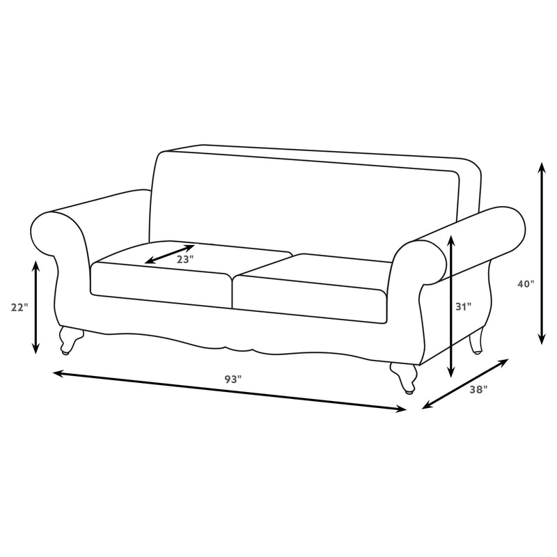 Elmbrook 2-piece Upholstered Rolled Arm Sofa Set