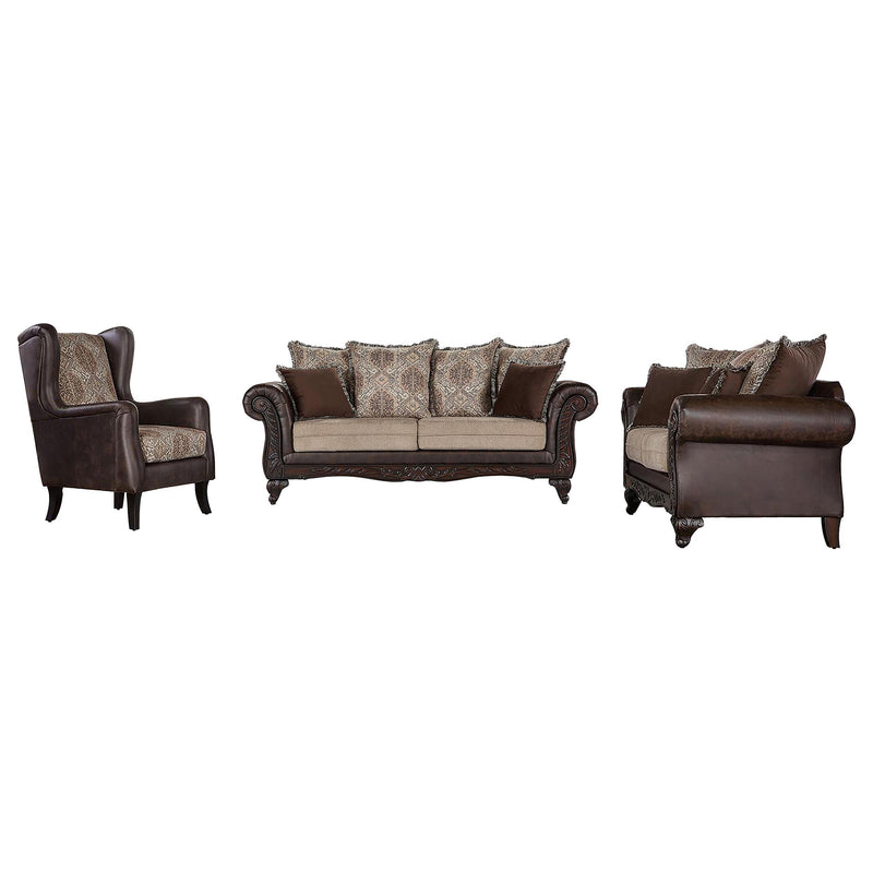 Elmbrook 3-piece Upholstered Rolled Arm Sofa Set