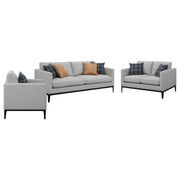 Apperson 3-piece Upholstered Track Arm Sofa Set Light Grey - alternate view