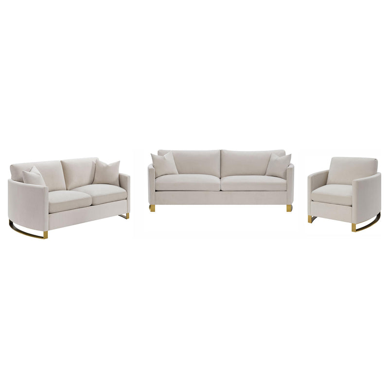 Corliss 3-piece Upholstered Arched Arm Sofa Set Beige - alternate view