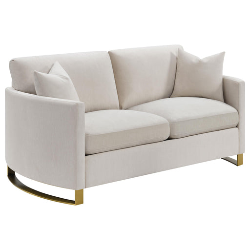 Corliss Upholstered Curved Track Arm Loveseat Beige - alternate view