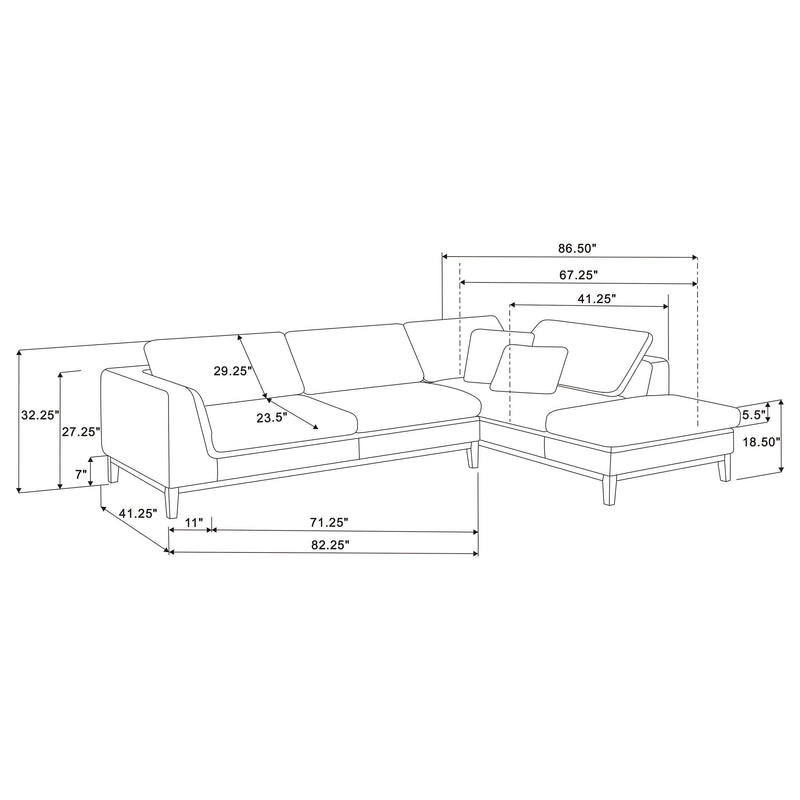 Persia Upholstered Track Arm Sectional Sofa