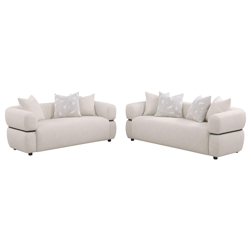 Jeanette 2-piece Fabric Upholstered Round Arm Sofa Set