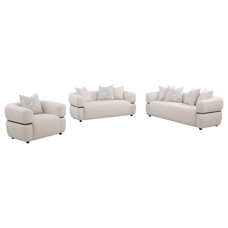 Jeanette 3-piece Fabric Upholstered Round Arm Sofa Set Beige - alternate view