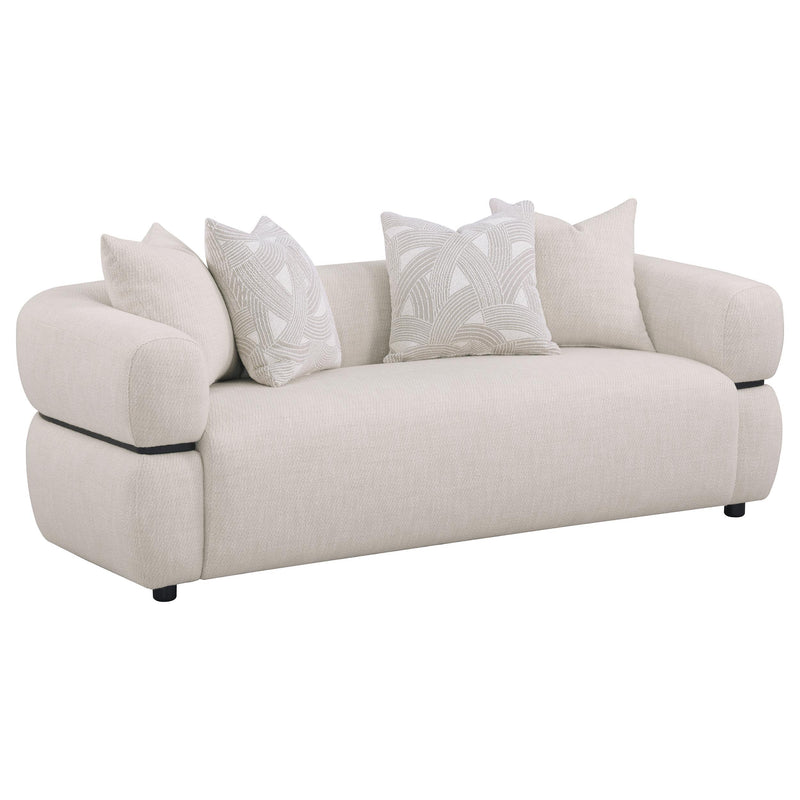 Jeanette 3-piece Fabric Upholstered Round Arm Sofa Set Beige - detail 3
