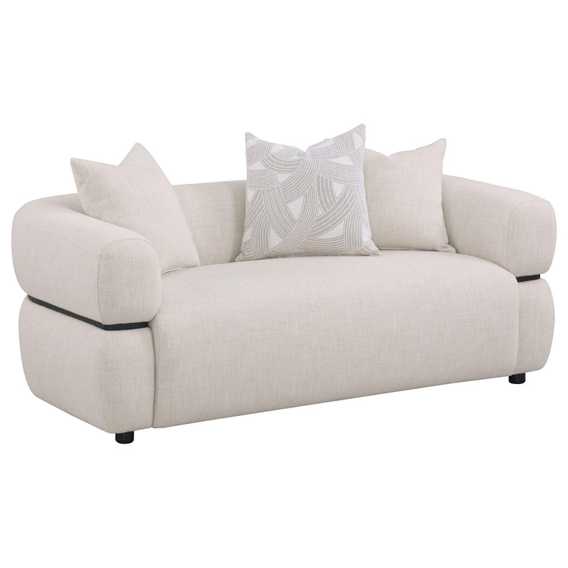 Jeanette 3-piece Fabric Upholstered Round Arm Sofa Set Beige - detail 5