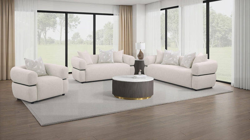 Jeanette 84-inch Fabric Upholstered Round Arm Sofa