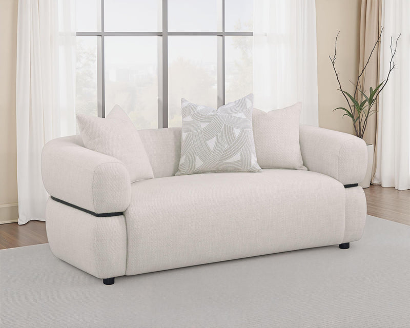 Jeanette 73-inch Fabric Upholstered Round Arm Loveseat