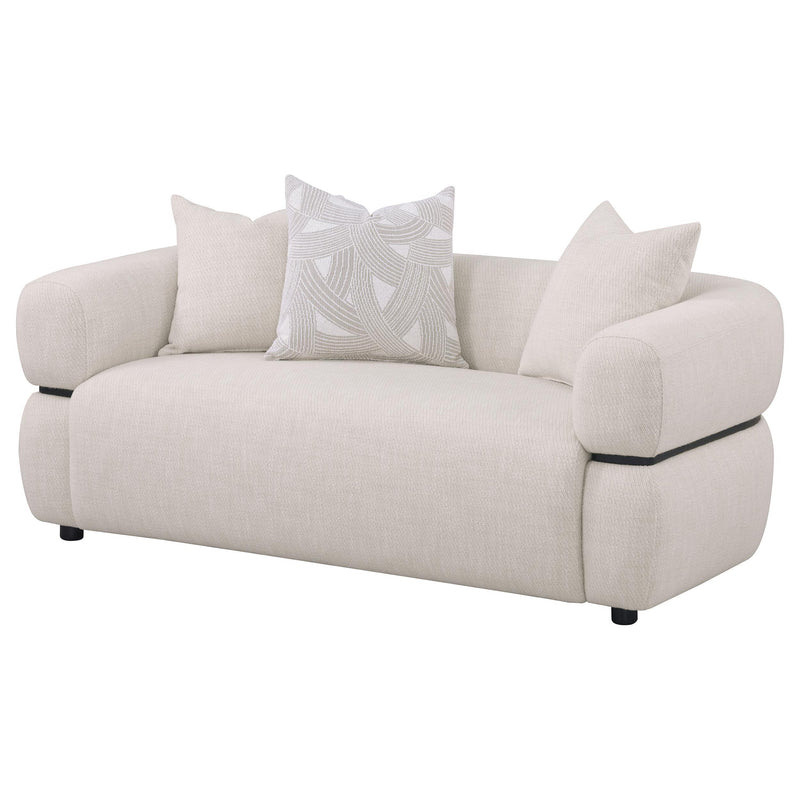 Jeanette 73-inch Fabric Upholstered Round Arm Loveseat