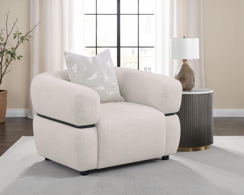 Jeanette Fabric Upholstered Round Arm Accent Chair