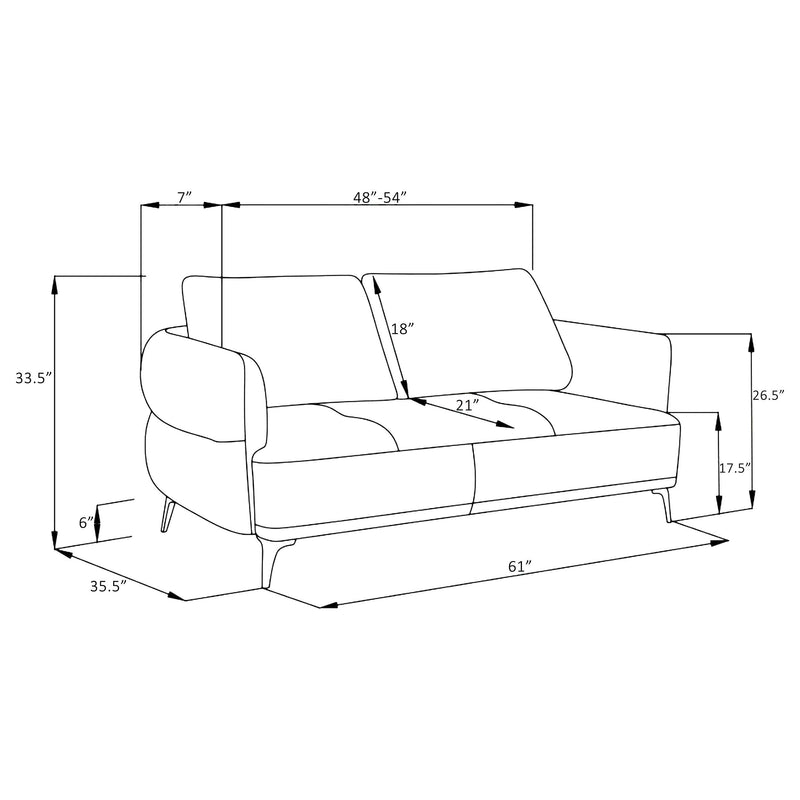 Lively Chenille Upholstered Modern Track Arm Loveseat