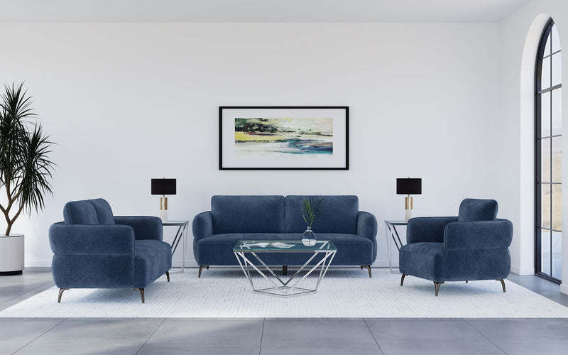 Lively Chenille Upholstered Modern Track Arm Loveseat