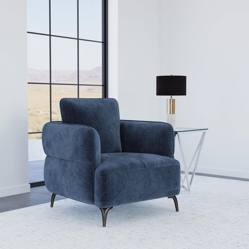 Lively Chenille Upholstered Modern Track Arm Chair