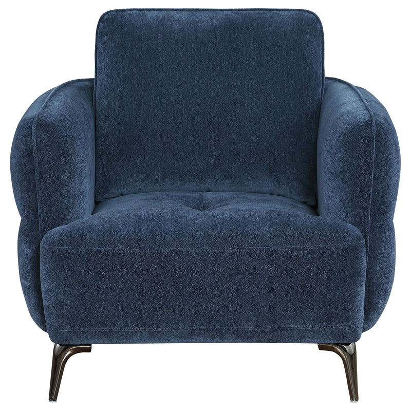 Lively Chenille Upholstered Modern Track Arm Chair