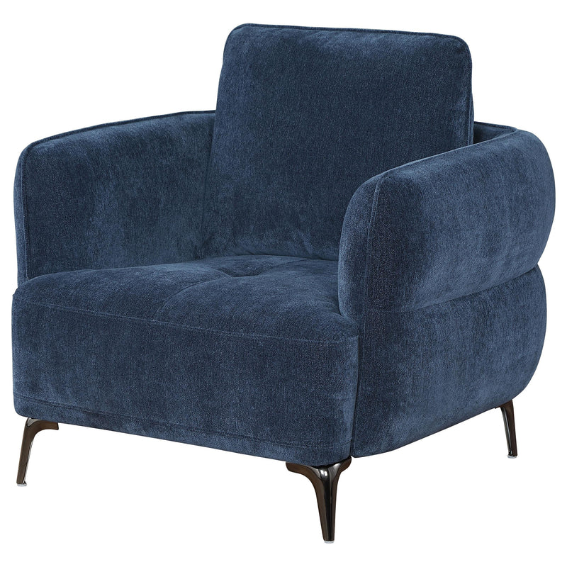 Lively Chenille Upholstered Modern Track Arm Chair