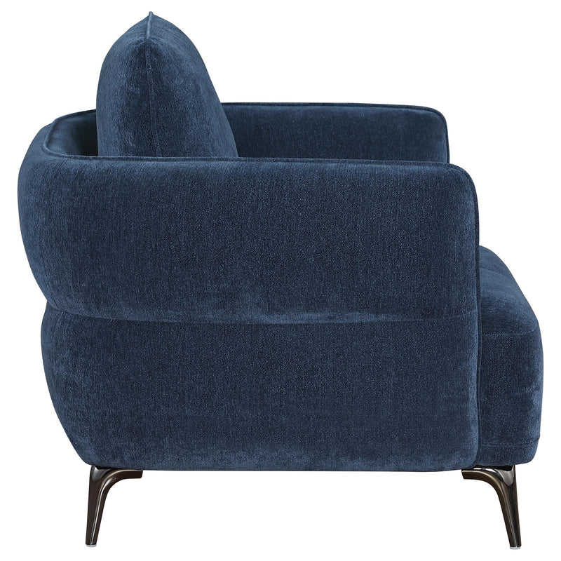 Lively Chenille Upholstered Modern Track Arm Chair