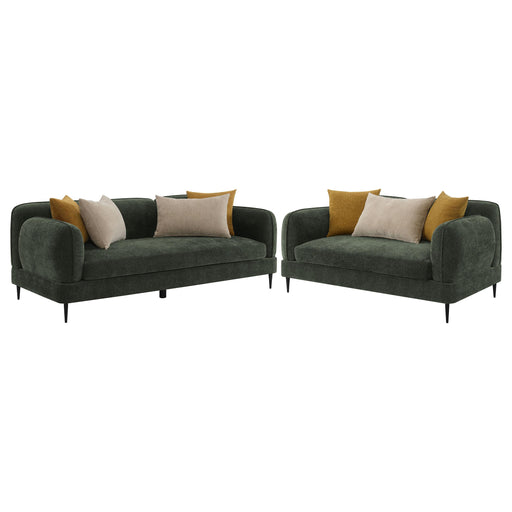 Jade 2-piece Chenille Upholstered Sofa Set Green - alternate view
