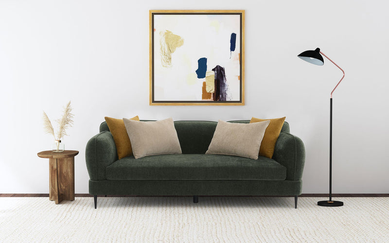 Jade Chenille Upholstered Modern Track Arm Sofa
