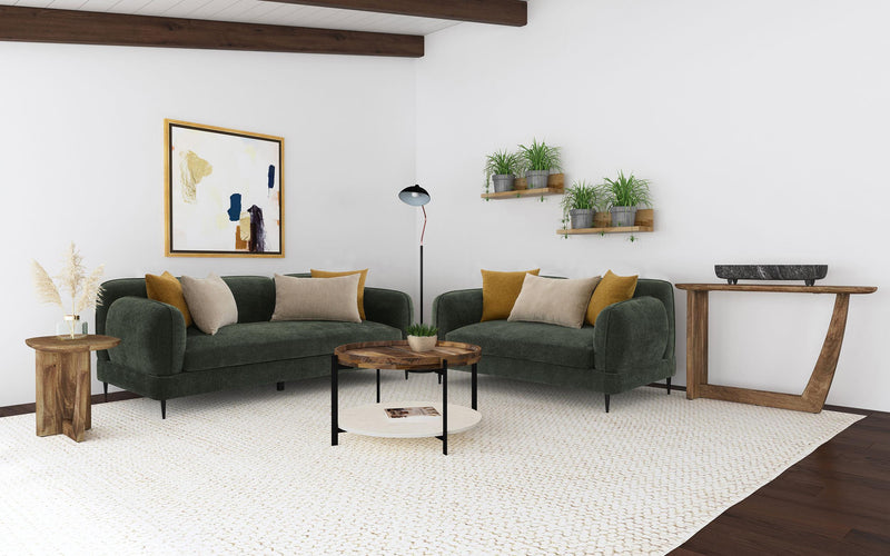 Jade Chenille Upholstered Modern Track Arm Sofa