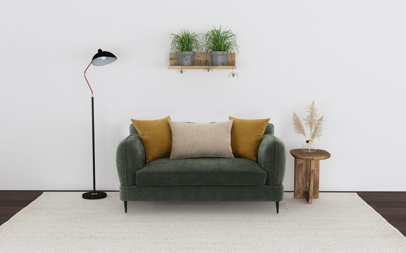 Jade Chenille Upholstered Modern Track Arm Loveseat