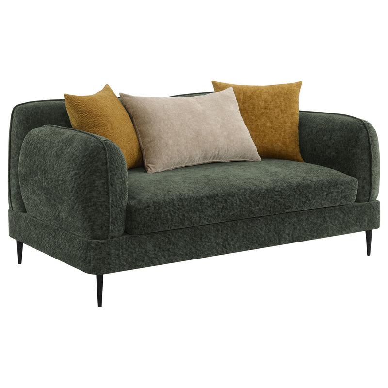 Jade Chenille Upholstered Modern Track Arm Loveseat
