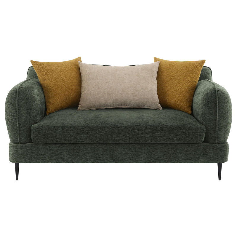 Jade Chenille Upholstered Modern Track Arm Loveseat