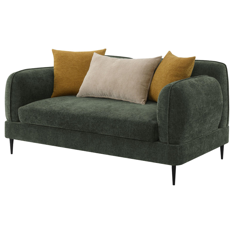 Jade Chenille Upholstered Modern Track Arm Loveseat