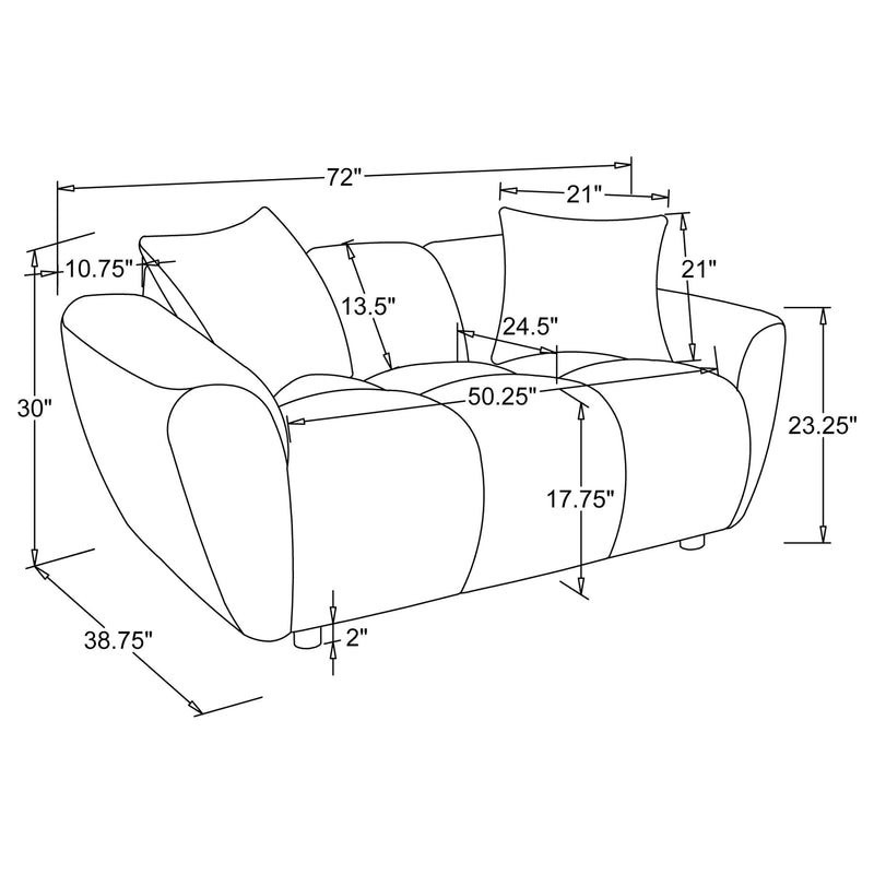 Destino 2-piece Chenille Splayed Arm Sofa Set