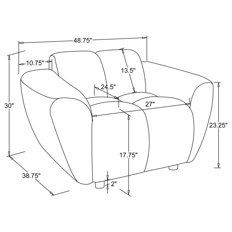 Destino 3-piece Chenille Splayed Arm Sofa Set