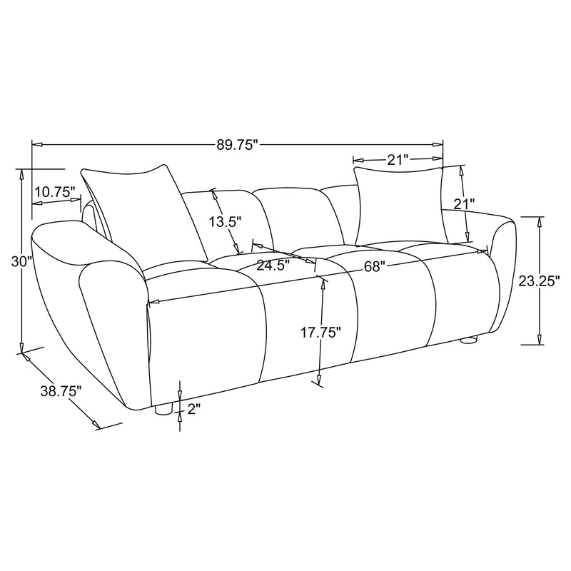 Destino Chenille Upholstered Splayed Arm Sofa