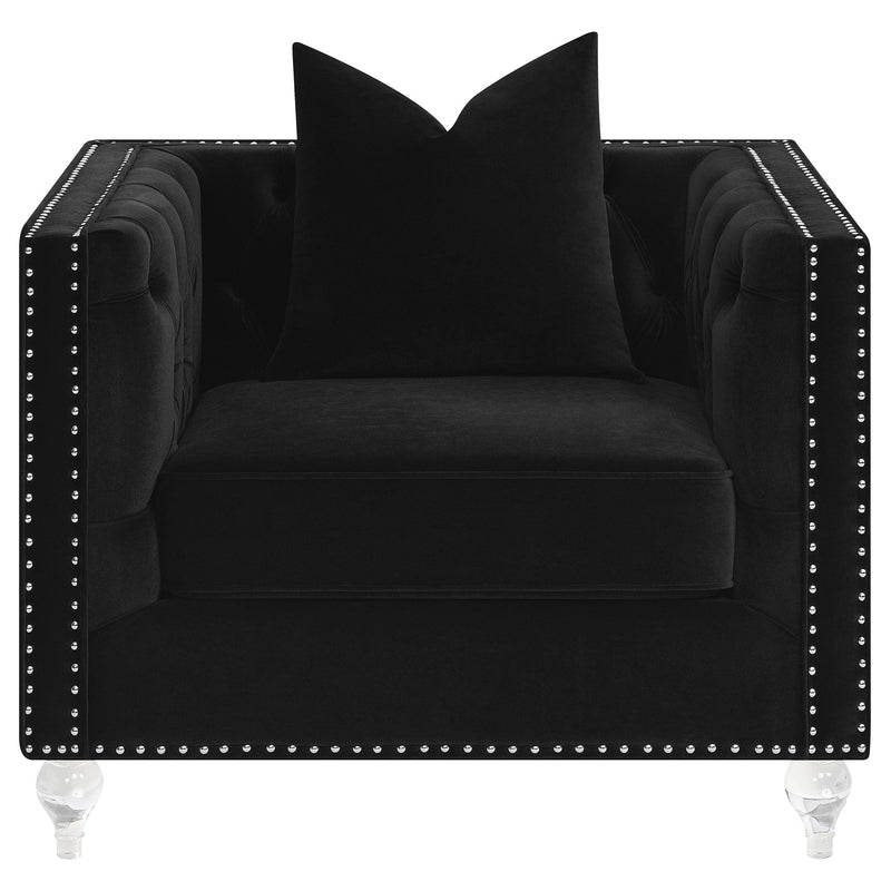 Delilah Upholstered Tufted Tuxedo Arm Accent Chair