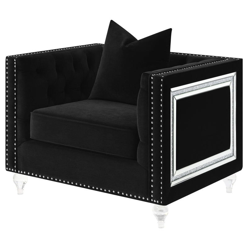 Delilah Upholstered Tufted Tuxedo Arm Accent Chair