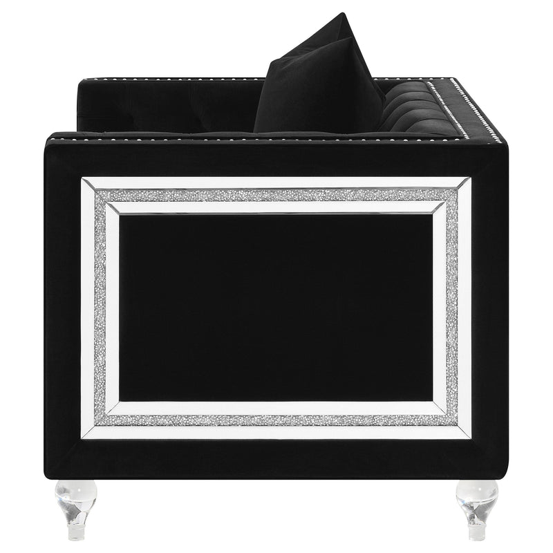 Delilah Upholstered Tufted Tuxedo Arm Accent Chair