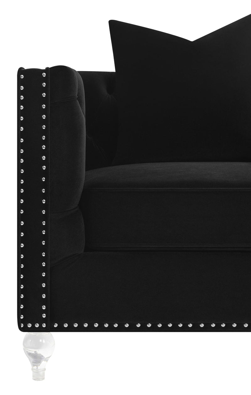 Delilah Upholstered Tufted Tuxedo Arm Accent Chair