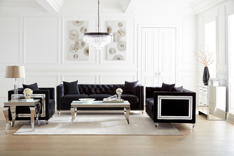 Delilah Upholstered Tufted Tuxedo Arm Accent Chair