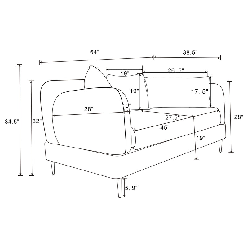 Jade Chenille Upholstered Sculpted Track Arm Loveseat