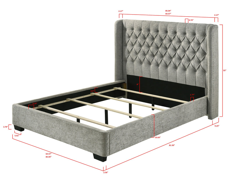 Crownmark Daphne Bed - Light Grey