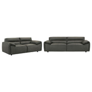 Buxton 2-piece Leather Upholstered Sofa Set Graphite - alternate view