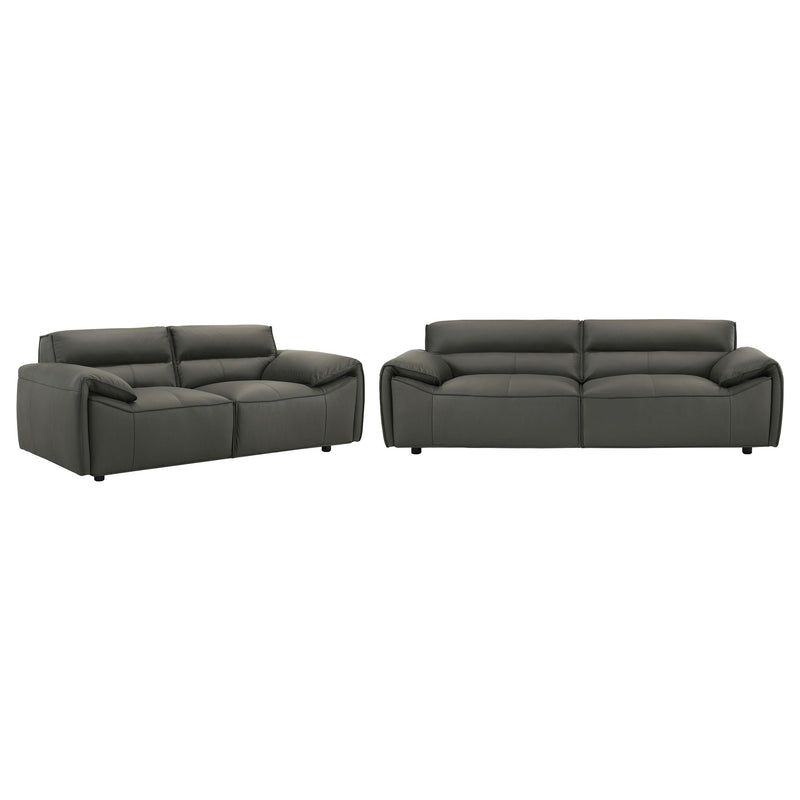 Buxton 2-piece Leather Upholstered Sofa Set Graphite - alternate view
