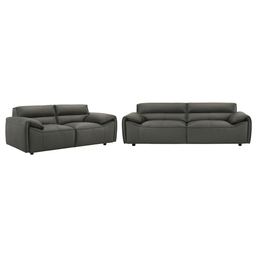 Buxton 2-piece Leather Upholstered Sofa Set Graphite - alternate view