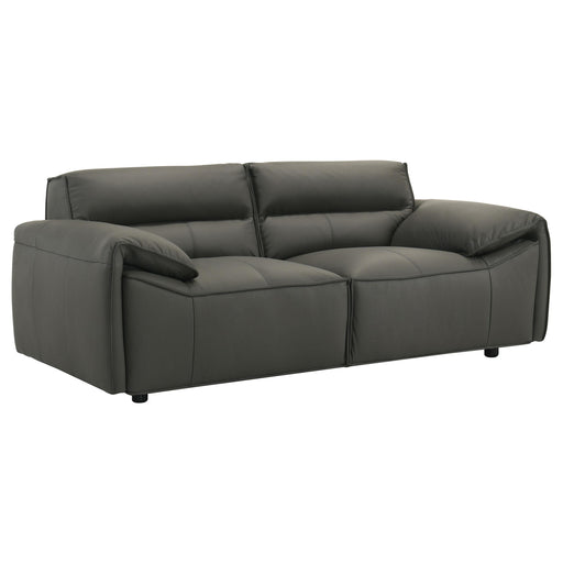 Buxton Top Grain Leather Upholstered Loveseat Graphite - alternate view