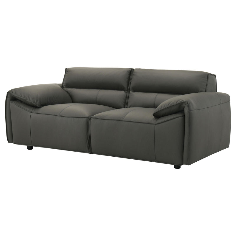 Buxton Top Grain Leather Upholstered Loveseat Graphite - detail 4