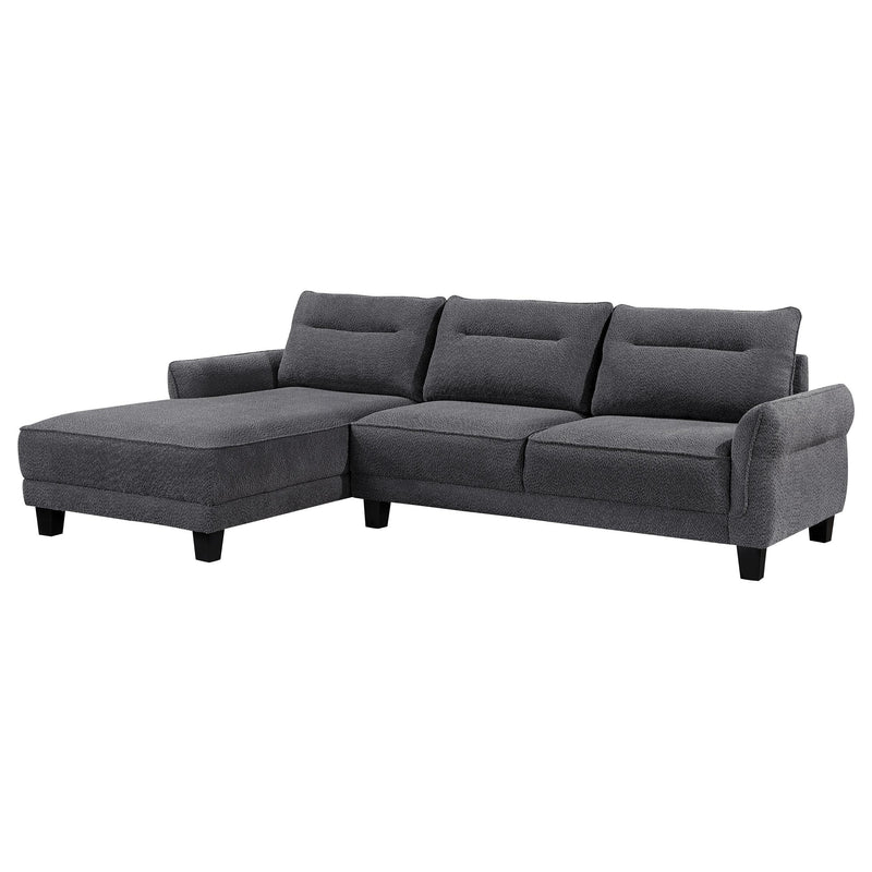 Caspian Upholstered Curved Arm Chaise Sectional Sofa Grey - alternate view