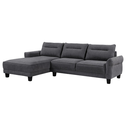 Caspian Upholstered Curved Arm Chaise Sectional Sofa Grey - alternate view