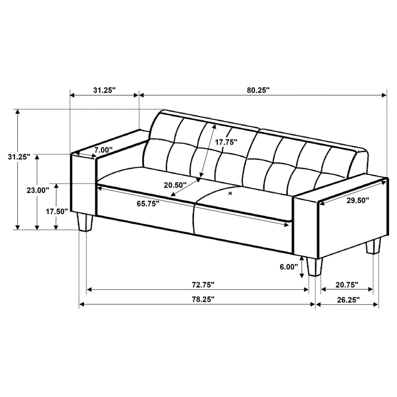 Deerhurst 3-piece Upholstered Track Arm Sofa Set