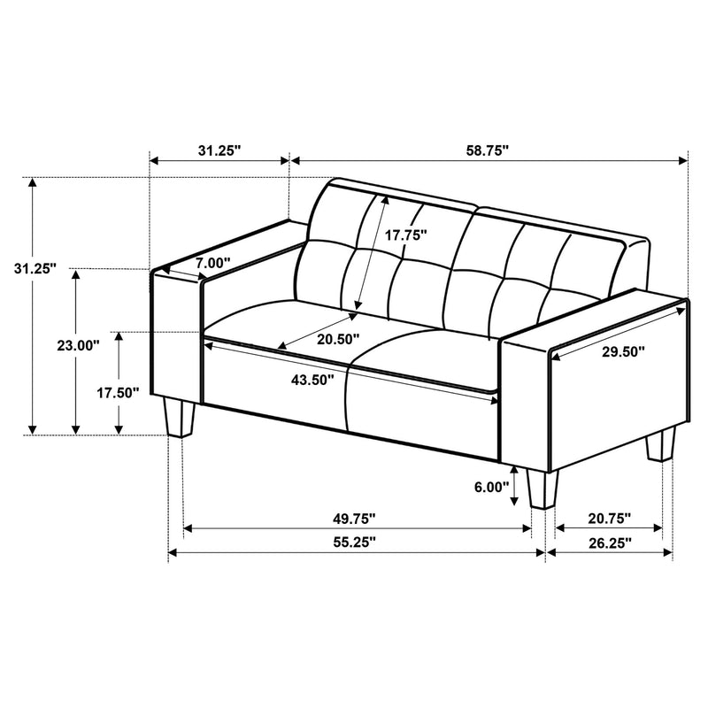 Deerhurst 3-piece Upholstered Track Arm Sofa Set